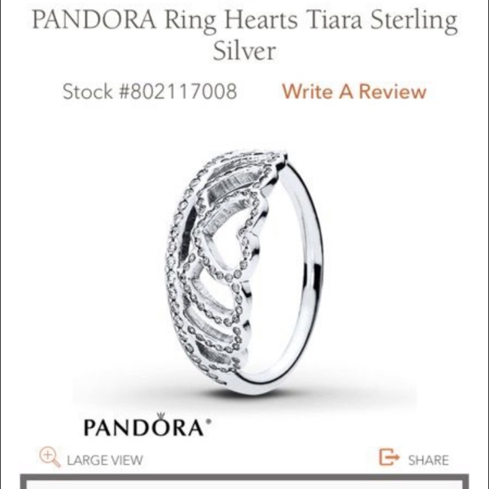 BEAUTIFUL Pandora tiara sterling silver ring!!